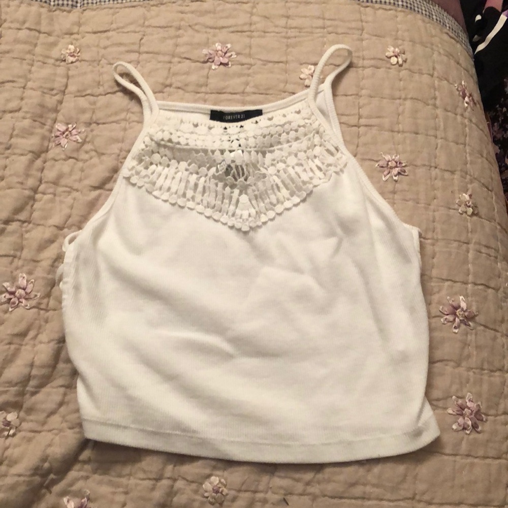 Small white sewn crop top